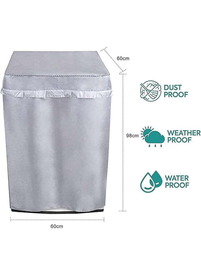 joyzzz Washing Machine Cover Top Load Dryer Cover Oxford Cloth Full Automatic Wave Wheel Washing Machine Cover Thickening Double Sided Silver Coated Fabric Waterproof Sunscreen Dust Proof Cover  - Image 4