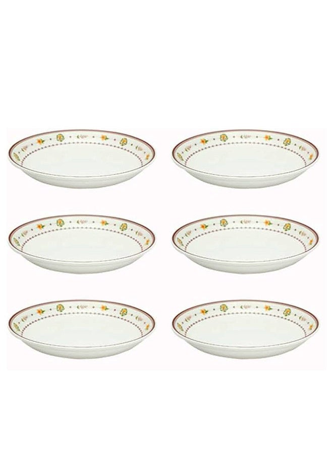 Narjis 6-Piece Melamine Deep Round Serving Plate Set 40CM White/Maroon  - Image 1