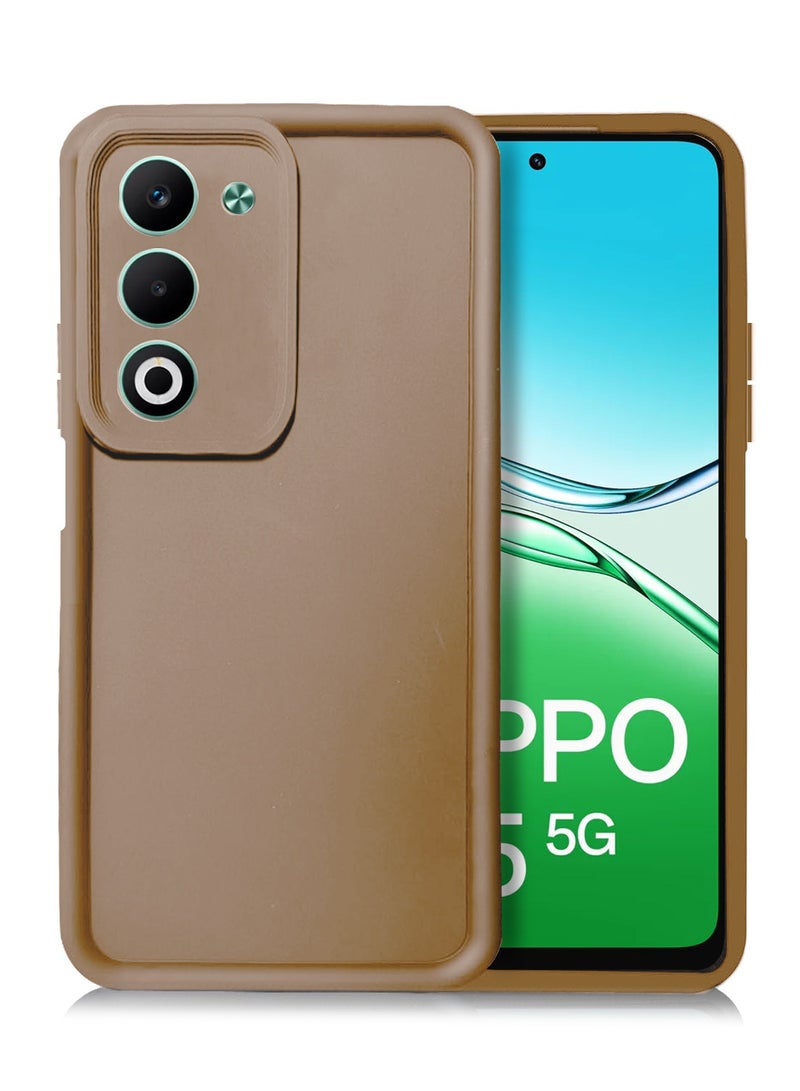 دبليو تيك غطاء حماية كامل من السيليكون السائل الناعم Oppo A5 5G 2025 مع حواف مرتفعة وحماية للكاميرا (MCRPSN) - بني - Image 1