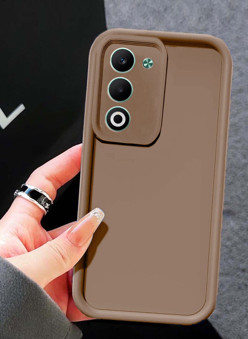 دبليو تيك غطاء حماية كامل من السيليكون السائل الناعم Oppo A5 5G 2025 مع حواف مرتفعة وحماية للكاميرا (MCRPSN) - بني - Image 2