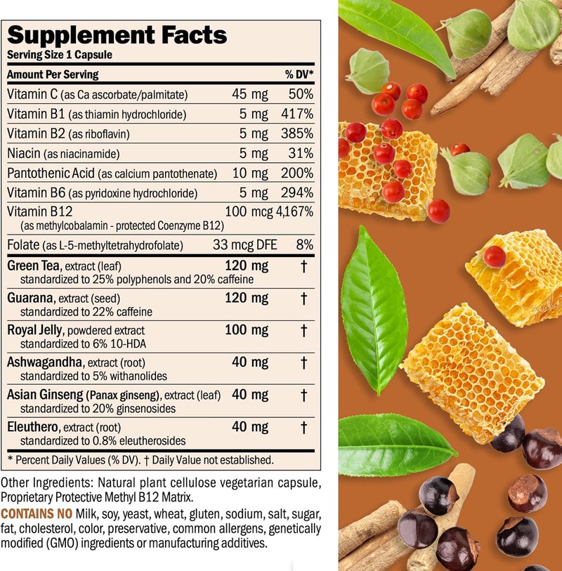 ANDREW LESSMAN Urgent Energy 30 Capsules  Provides a Safe Healthy Means of Enhancing Energy Levels and Feelings of WellBeing Green Tea Guarana Ginseng Royal Jelly Ashwagandha BComplex - Image 2