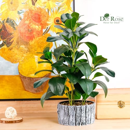 Der Rose Fake Plants Artificial Plants Indoor with Black and White Striped Pots for Room Home Bathroom Bedroom Kitchen Decor - Image 5
