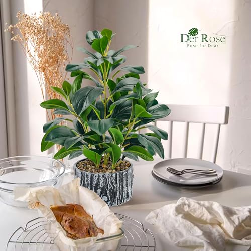 Der Rose Fake Plants Artificial Plants Indoor with Black and White Striped Pots for Room Home Bathroom Bedroom Kitchen Decor - Image 2