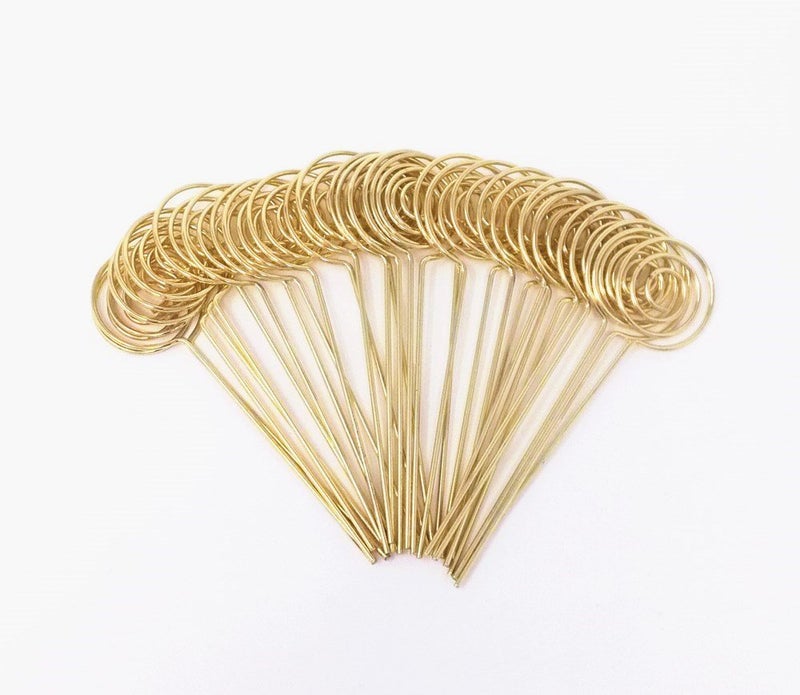 Honbay 30pcs DIY Gold Round Shape Ring Loop Craft Wire Clip Table Card Note Photo Memo Holder Metal Clamp Clay Cake Decoration Accessories