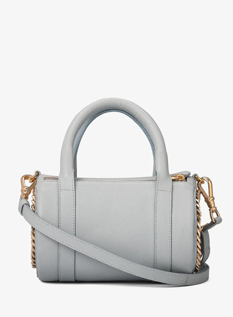 Carmen Steffens Sky Blue Leather Cylindrical Bag