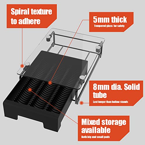 EVERIE Crystal Tempered Glass Organizer Drawer Holder Compatible with Nespresso Vertuo Capsules, Compatible with 21 Big or 30 Small Vertuoline Pods, NP01S - Image 2