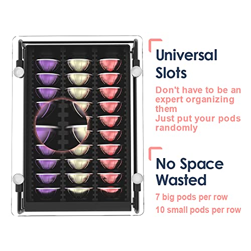 EVERIE Crystal Tempered Glass Organizer Drawer Holder Compatible with Nespresso Vertuo Capsules, Compatible with 21 Big or 30 Small Vertuoline Pods, NP01S - Image 3