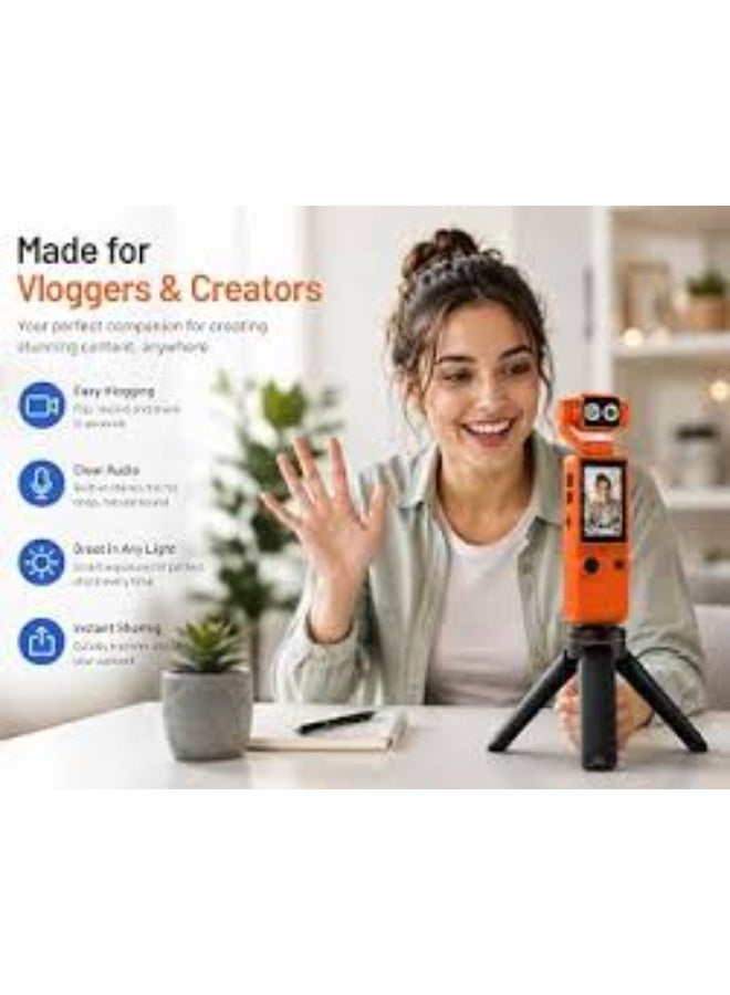 Dreamzon Pocket 3 Pro 4K Ultra HD Camera with 180° Adjustable Gimbal 2 Inch IPS Display and 3000mAh Battery Ideal For Vlogging Travel recording and Outdoor Adventures Orange - Image 2