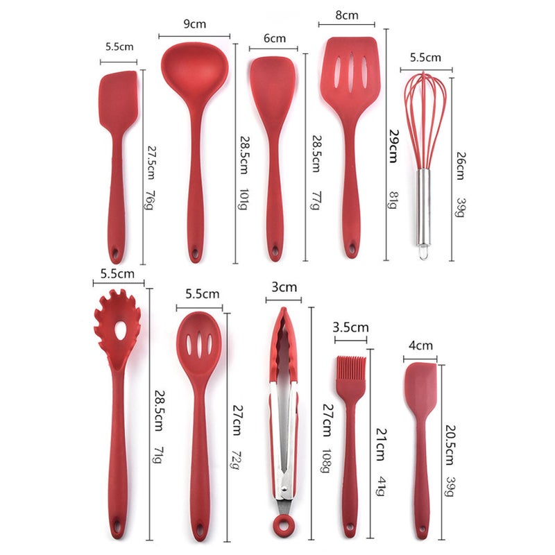 Silicone kitchenware 10-piece non-stick cookware silicone kitchenware package Black ten piece set with box - Image 2