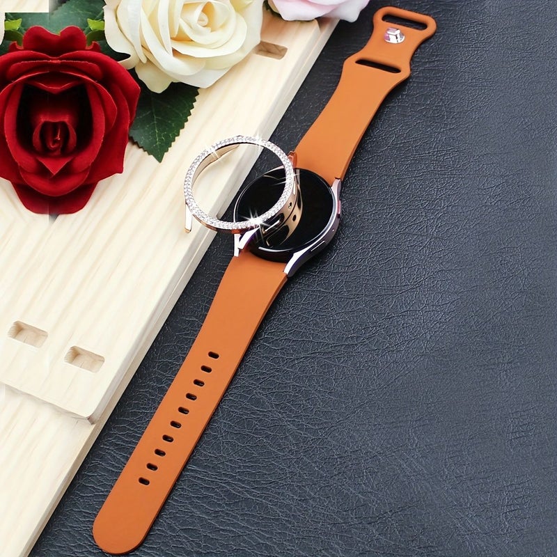 Rose Golden Case Brown Strap For Samsung Galaxy Watch 40mm - Image 3