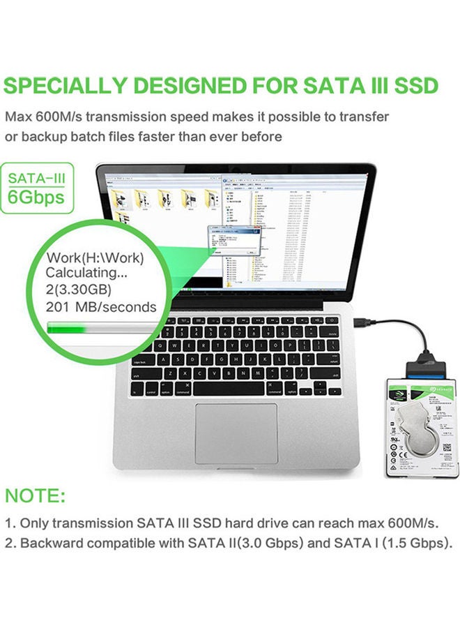 كابل محول من USB 2.0 إلى SATA أسود - Image 3