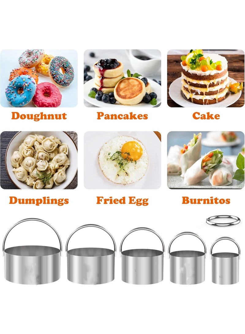 5 قطع قواطع بسكويت دائرية - أدوات قوالب البسكويت المستديرة المصنوعة من الفولاذ المقاوم للصدأ مع مقبض للخبز - Image 3