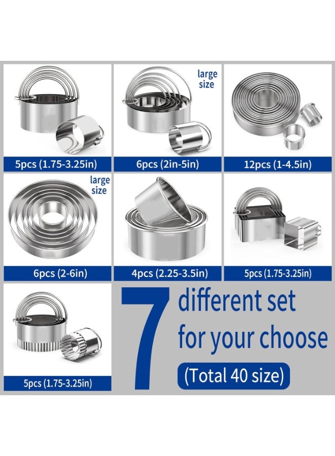 5 قطع قواطع بسكويت دائرية - أدوات قوالب البسكويت المستديرة المصنوعة من الفولاذ المقاوم للصدأ مع مقبض للخبز - Image 2