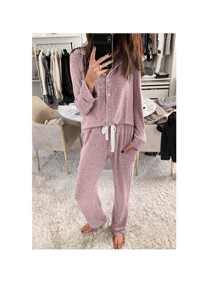 Generic - Women's Pajama Sets Long Sleeve Button Down Sleepwear Nightwear Soft Pjs Lounge Sets - Image 1