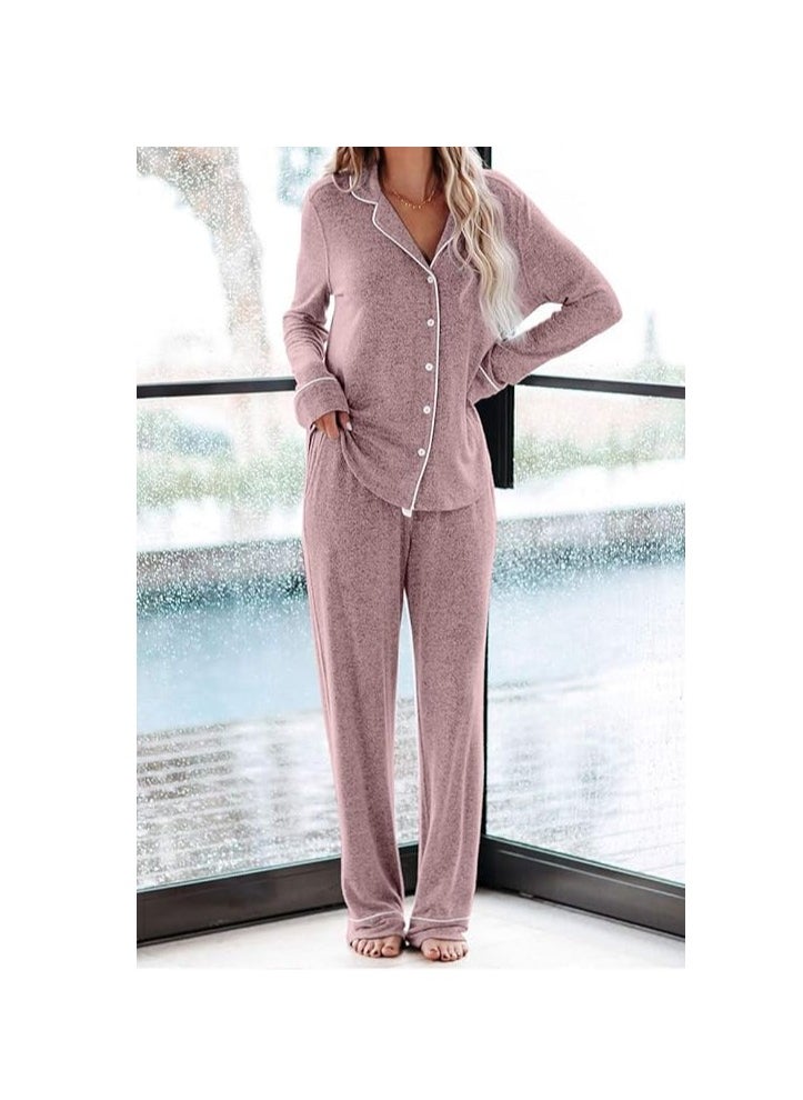 Generic - Women's Pajama Sets Long Sleeve Button Down Sleepwear Nightwear Soft Pjs Lounge Sets - Image 1