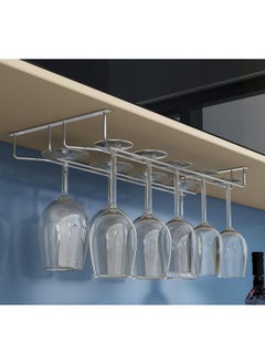 plantex Plantex Wine Glass Rack/Holder Upside Down Glass Hanging Organizer/Glass Hanging Stand For Pubs/Kitchen/Bars (Double Line - L20 X W9 Inches), Hanging Shelves  - Image 1