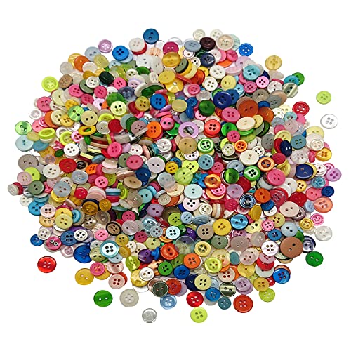 Goiio 4000 Pcs Resin Buttons, Assorted Sizes Round Craft Buttons for Sewing DIY Crafts,Children's Manual Button Painting, Mixed Colors - Image 1