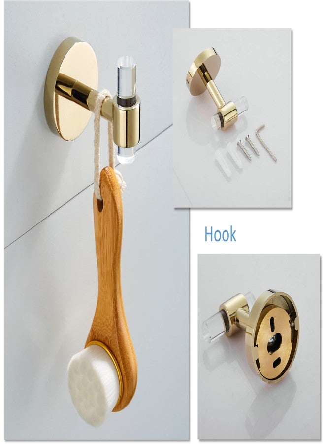 SHUNLI Gold Bathroom Hardware Accessories Set - Acrylic Hand Towel Holder Toilet Paper Holder Towel Hook - Wall Mounted Bath Towel Bar Set 3 Pieces SHUNLI - Image 4