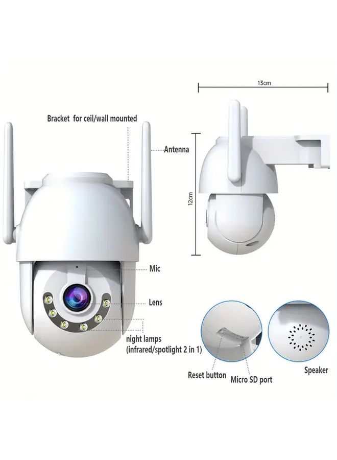 3MP Full HD Wireless Outdoor Security Camera IPX6 PTZ 355 Degree Motion Detection - Image 3