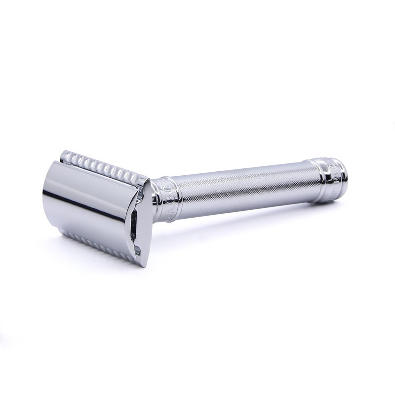 Edwin Jagger Double Edge Safety Razor With Long Handle (Blue) (Barley) - Image 2