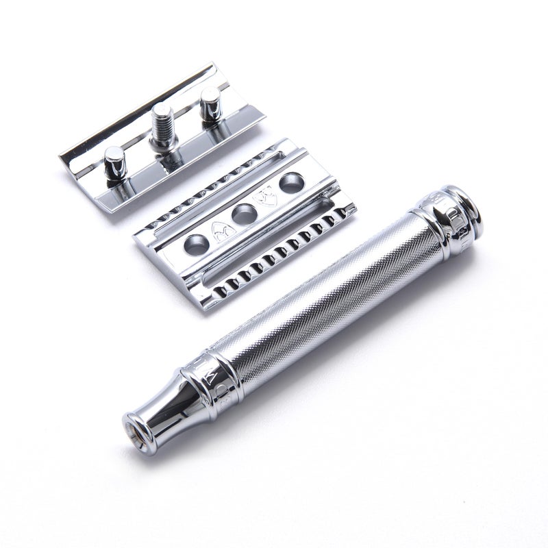 Edwin Jagger Double Edge Safety Razor With Long Handle (Blue) (Barley) - Image 3