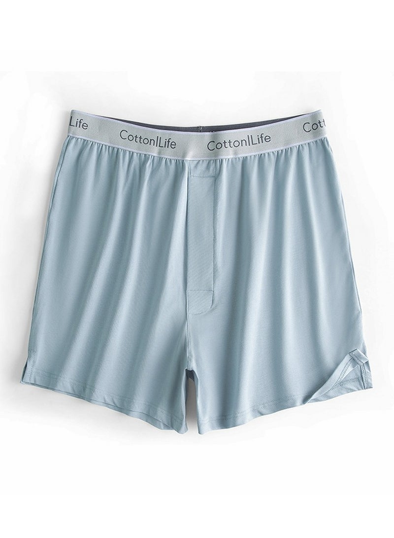Loquat Men's Loose Boxer Briefs Lounge Shorts For Men Classic Relaxed Casual Pyjama Shorts Light Blue 