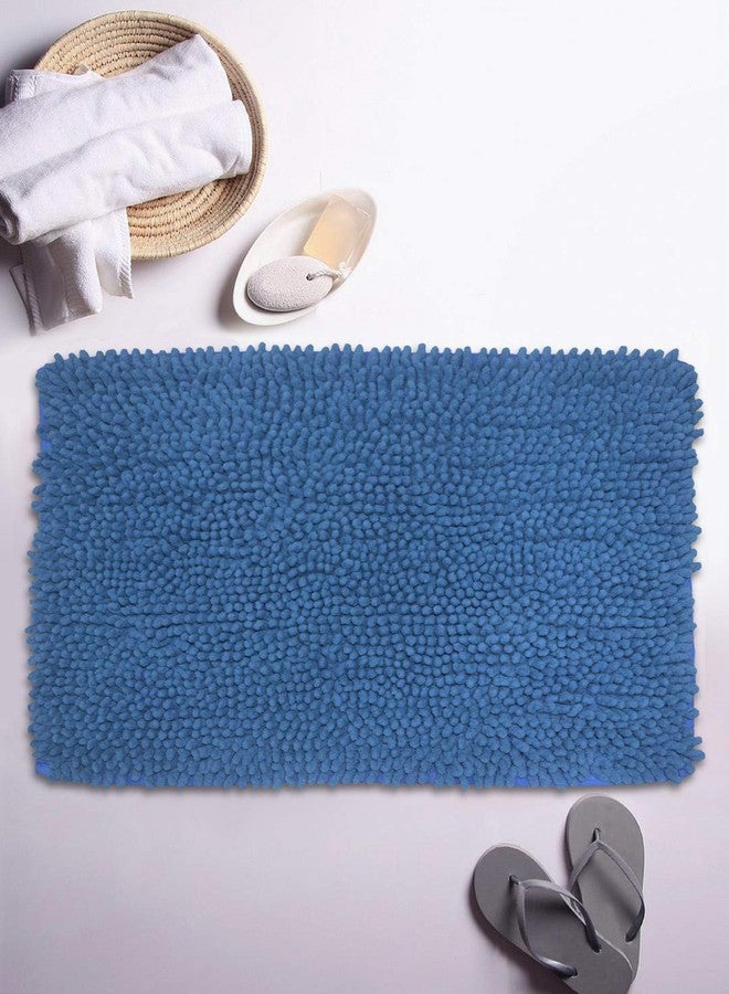 BIANCA Thick Shaggy Anti Slip Bath Mat -1pc Medium (Yakuza) | Fluffy & Soft Bath Rug, Floor Mat, Suitable for Bathroom | with Super Water Absorbency & Quick Dry Technology Solid-Blue - Image 1