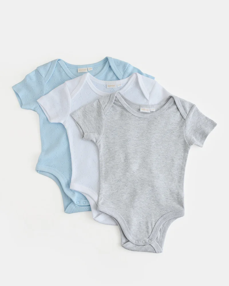 Redtag Baby Boys Assorted 3 Pack Short Sleeve Bodysuits