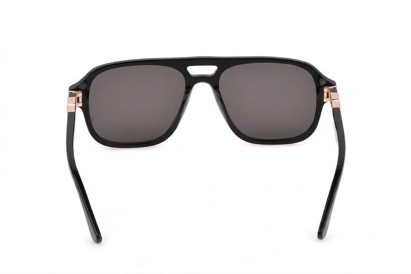 Police SPLL83 700 56 Men's Square Navigator Sunglasses - Gloss Black Frame with Smoke Lenses and Rose Gold Wing Logo Accents - Image 3