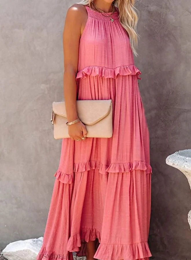 SIMPLEE Summer Holiday Ruffled Long Dress