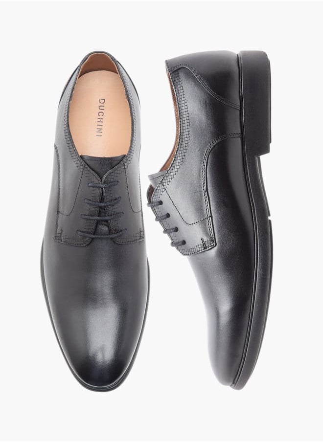 DUCHINI - Men's Solid Derby Shoes with Lace-Up Closure - Image 1