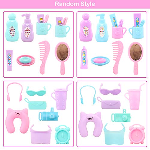 BARWA 32 Pcs Doll Suitcase Luggage Travel Clothes and Accessories for 11.5 inch Girl Doll Travel Carrier Storage, Including 1 Luggage 1 Suitcase 23 Travel toiletries 5 Dresses 1 Puppy 1 Computer… - Image 5