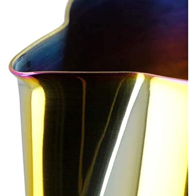 بريستا سبيس إبريق حليب رغوة الحليب للإسبريسو والكابتشينو فوهة دقيقة لفن اللاتيه مصنوع من الفولاذ المقاوم للصدأ 304 سعة 450 مل لون قوس قزح - Image 5