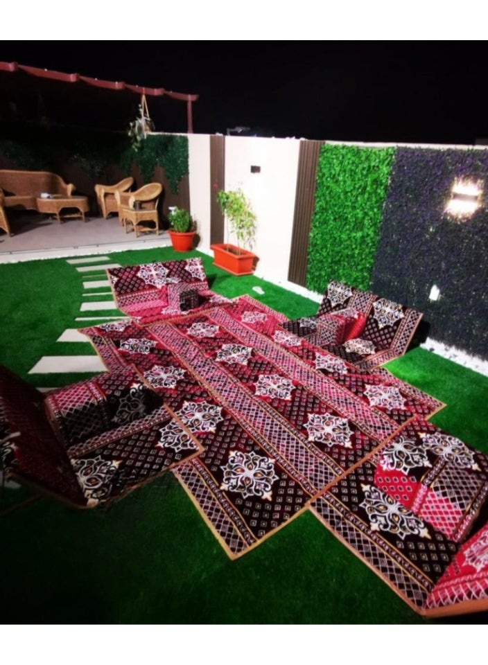 سمارت هوم طقم جلسة أرضية 9 قطع – فرشة أرضية مقاس 300×200 سم مع 4 كراسي أرضية مقاس 120 سم لشخصين و4 مراكي مريحة، جلسة عربية عصرية للمنزل والاستقبال - Image 5
