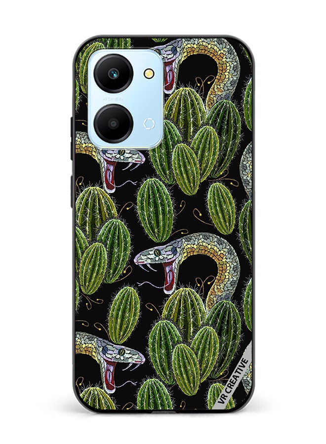 VR CREATIVE Protective Case Cover For Honor Play7T Embroidery, Cactus And Snakes Seamless Design Multicolour - Image 1