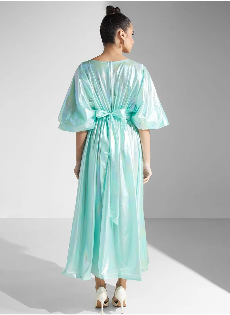 Golden Apple Tie Detail Tiered Dress