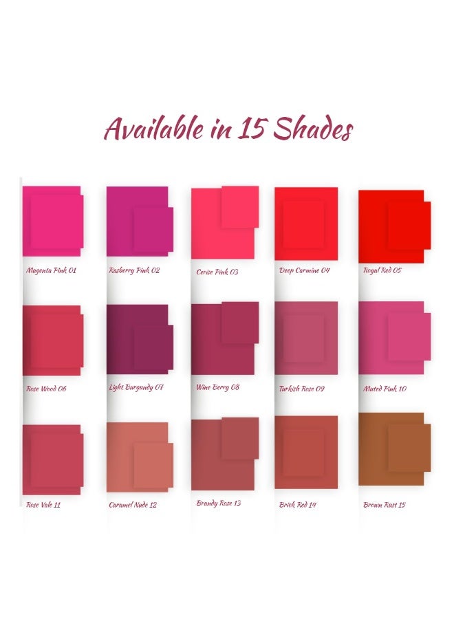 Lenphor Lush Up Matte Lipstick | Long Lasting & Lightweight Lipstick | Cerise Pink - Image 3