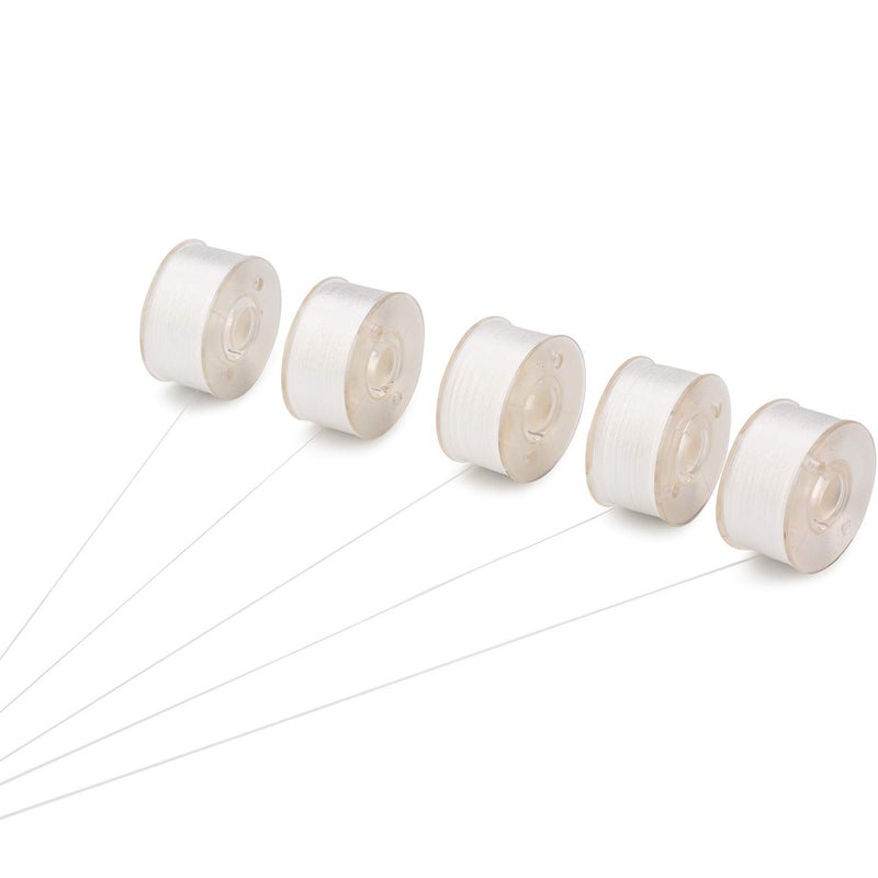 Simthread 144pcs Embroidery Pre-Wound Bobbins Thread, Class 15 Type A Size SA156, Polyester White 60 wt, Bernina Pfaff Ambition BabyLock Brother Embroidery and Sewing Machines Plastic Side - Image 2