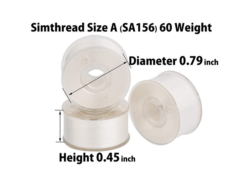 Simthread 144pcs Embroidery Pre-Wound Bobbins Thread, Class 15 Type A Size SA156, Polyester White 60 wt, Bernina Pfaff Ambition BabyLock Brother Embroidery and Sewing Machines Plastic Side - Image 4