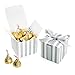 AWELL AWELL Small Candy Box Bulk 2x2x2 inch with Ribbon, Silver White Strips Box Party Favors Pack of 50  - Image 2
