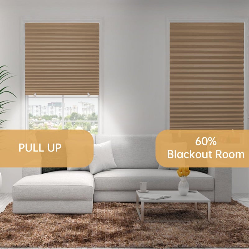Changshade 6-Pack Temporary Pleated Paper Blinds for Window, Cut to Size Adhesive Paper Shades, Portable Room Darkening Stick on Pleated Blinds, No Drilling and Easy to Install, 36" W x 72" H, Brown - Image 3