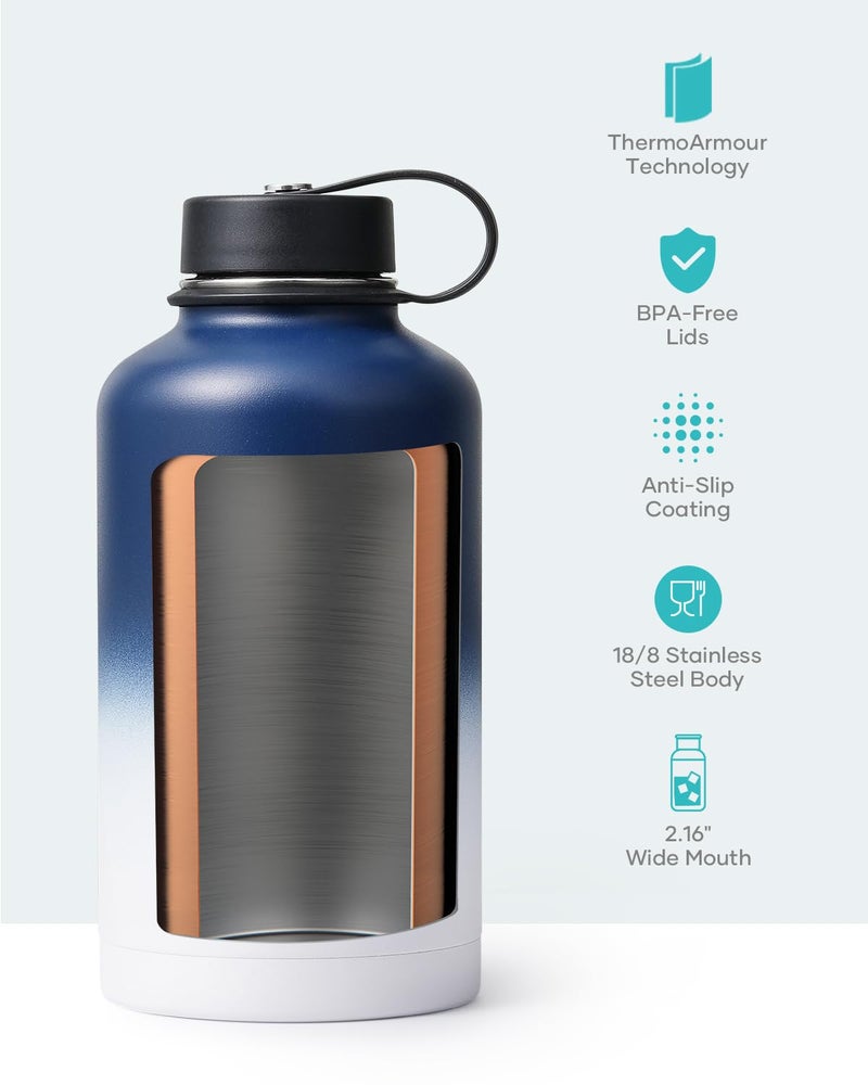 BUZIO Vacuum Insulated Stainless Steel Water Bottle 64oz (Cold for 48 Hrs/Hot for 24 Hrs) BPA Free Double Wall Travel Mug/Flask for Outdoor Sports Hiking, Cycling, Cam,Camping, Running, Tuxedo - Image 4