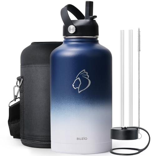 BUZIO Vacuum Insulated Stainless Steel Water Bottle 64oz (Cold for 48 Hrs/Hot for 24 Hrs) BPA Free Double Wall Travel Mug/Flask for Outdoor Sports Hiking, Cycling, Cam,Camping, Running, Tuxedo - Image 1
