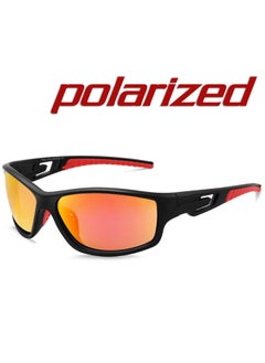 JULI Classic Sports Sunglasses Male Driving Golf Pilot Rimless Ultralight Frame Sun Glasses UV400 Men Women Gafas De Sol MJ8013-Lenses Color:C2 Black red-Ships From:CHINA-Frame Color:Polarized