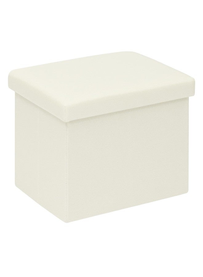 PINPLUS Flat Top Folding Linen Storage Ottoman 16.5", 36L Collapsible Storage Cube with Lid, 250 lbs Load Capacity, Fabric Foot Rest Seat for Living Room, Bedroom, Closet,Cream White - Image 1