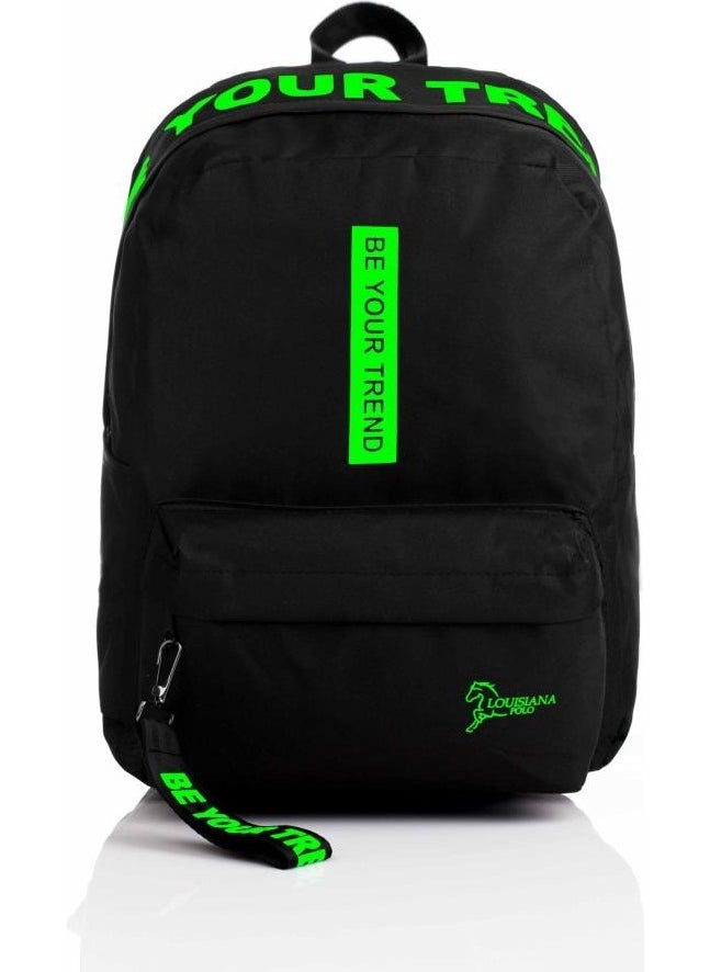 Louisiana Polo School Bag with Laptop Compartment Be Your Trend Black Green 1140  - Image 1