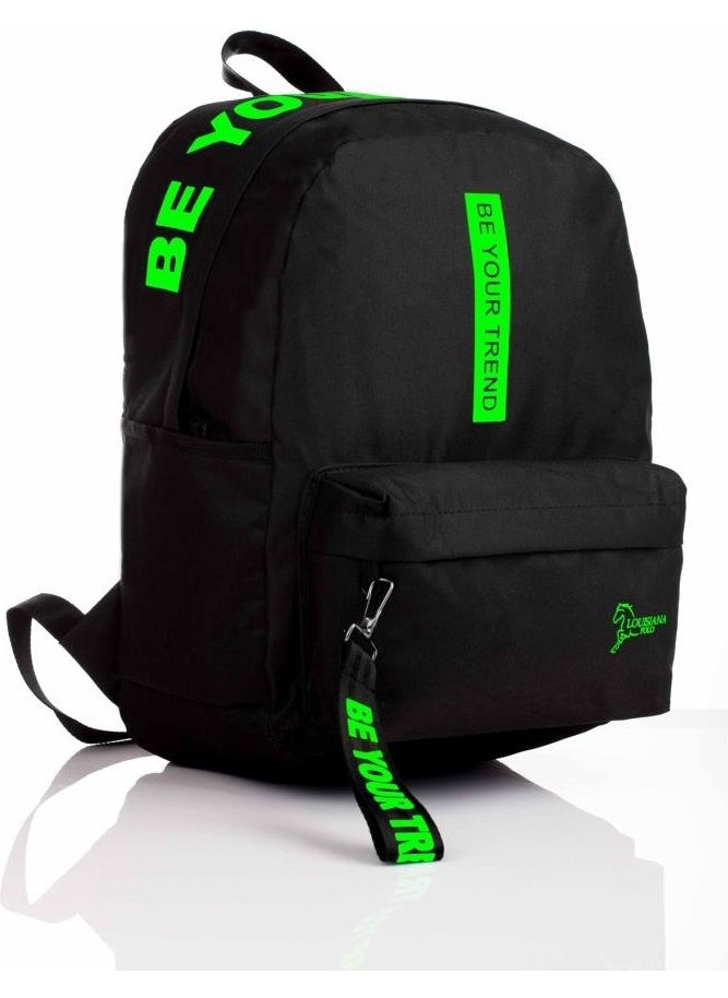 Louisiana Polo School Bag with Laptop Compartment Be Your Trend Black Green 1140  - Image 4