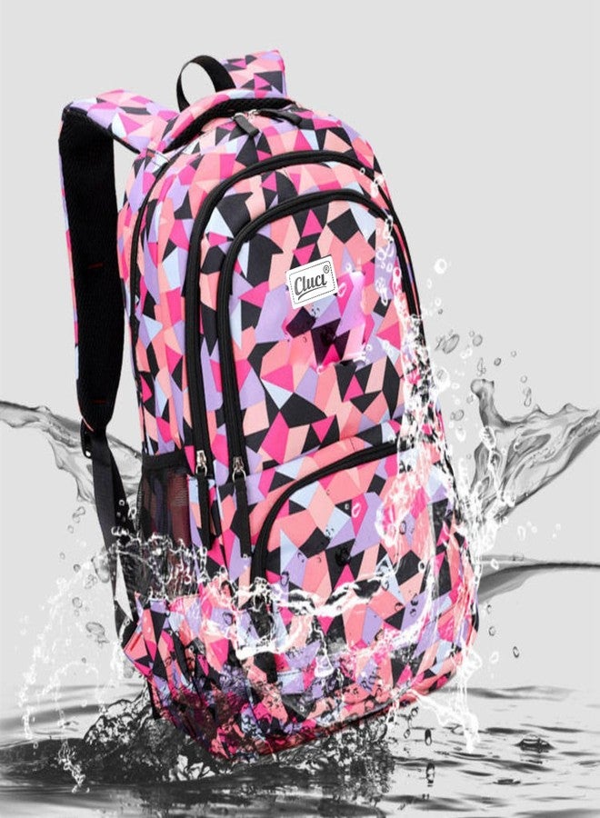 CLUCI Kids 35L Printed Pink Best Stylish 4 compartments Lightweight Spacious Waterproof Casual/Picnic/Tuition/School Bag/Backpack for Children Boys And Girls (Purple Black) - Image 2