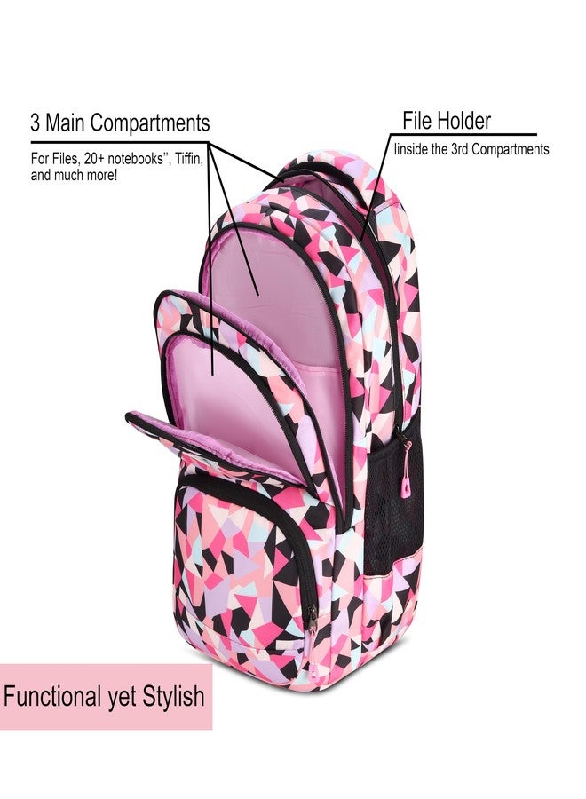 CLUCI Kids 35L Printed Pink Best Stylish 4 compartments Lightweight Spacious Waterproof Casual/Picnic/Tuition/School Bag/Backpack for Children Boys And Girls (Purple Black) - Image 3
