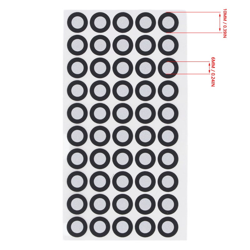 Reflective Markers 6mm Inner 10mm Outer Diameter - High Reflectivity Sticky Foil Tear Resistant Waterproof for 3D Scanning Motion Capture Reverse Engineering Machine Vision - Image 5